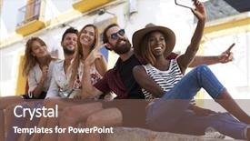  Presentation with friends - Theme having time - five friends sitting background and a violet colored foreground