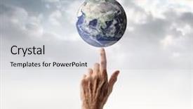  Presentation with hand holding earth - PPT layouts with world time - senior's hand holding the earth background and a light gray colored foreground