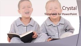  Presentation with story - PPT theme with story time - two brothers in pijamas background and a  colored foreground