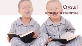  Presentation with story - Amazing PPT layouts having story time - two brothers in pijamas backdrop and a  colored foreground