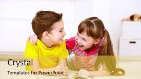  Presentation with kids reading book - Presentation featuring time activity and hobby education background and a yellow colored foreground