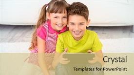  Presentation with hobby children - Cool new slide deck with time activity and hobby education backdrop and a yellow colored foreground