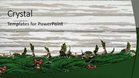  Presentation with animation - Presentation enhanced with time animation - digital composite of christmas wreath background and a light gray colored foreground