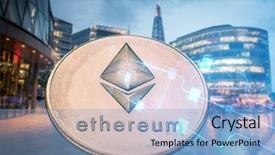  Presentation with smart city - Amazing slide set having time animation - ethereum against skyscrapers - futuristic backdrop and a light blue colored foreground