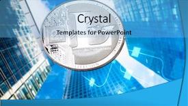  Presentation with smart city - Slides having time animation - litecoin agains skyscrapers - futuristic background and a light blue colored foreground