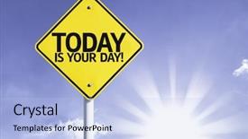  Presentation with today - Beautiful theme featuring time animation - today is your day road backdrop and a light blue colored foreground