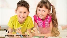  Presentation with happy kids - Slides consisting of time at home drawing free background and a  colored foreground