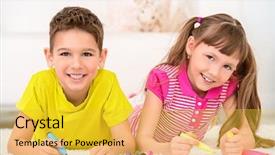  Presentation with free family - Presentation theme having time at home drawing free background and a  colored foreground