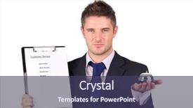  Presentation with customer service - Amazing PPT theme having time attendance - businessman exhibiting customer service concept backdrop and a tawny brown colored foreground