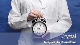  Presentation with alarm - Presentation with time attendance - doctor holding alarm clock background and a ocean colored foreground