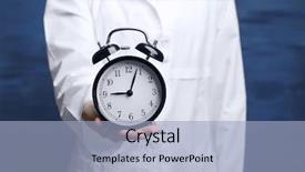 Presentation with alarm - Presentation design having time attendance - doctor holding alarm clock background and a  colored foreground