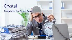  Presentation with busy - Amazing theme having time bound - busy employee chained to his backdrop and a  colored foreground