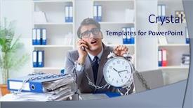  Presentation with office desk reception - Theme featuring time bound - busy employee chained to his background and a lemonade colored foreground