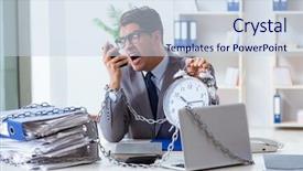  Presentation with busy - Theme consisting of time bound - busy employee chained to his background and a  colored foreground