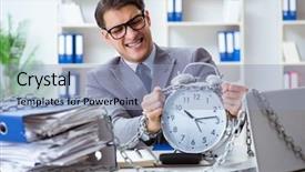  Presentation with bound - Audience pleasing slides consisting of time bound - busy employee chained to his backdrop and a light blue colored foreground