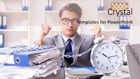  Presentation with office desk reception - Colorful presentation theme enhanced with time bound - busy employee chained to his backdrop and a soft green colored foreground