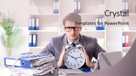  Presentation with busy - Slide deck enhanced with time bound - busy employee chained to his background and a lemonade colored foreground