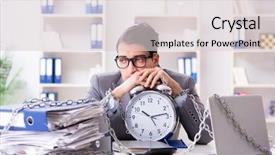  Presentation with busy - Slide set enhanced with time bound - busy employee chained to his background and a lemonade colored foreground
