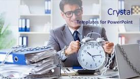  Presentation with busy - Slide deck enhanced with time bound - busy employee chained to his background and a lemonade colored foreground
