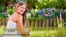  Presentation with garden pond - PPT layouts consisting of closeup of empty agriculture land used for crop growing background and a tawny brown colored foreground