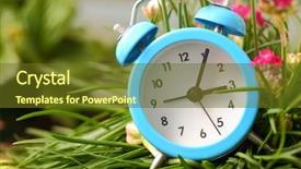  Presentation with pink flowers - Amazing presentation theme having time change - classic alarm clock with pink backdrop and a tawny brown colored foreground