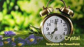  Presentation with green gram - PPT theme having time change - digital alarm clock on green background and a tawny brown colored foreground