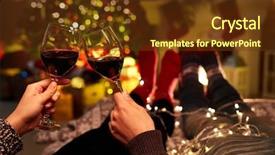  Presentation with christmas winter a table - Audience pleasing slide deck consisting of time christmas tree and fireplace backdrop and a tawny brown colored foreground