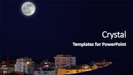  Presentation with night sky moon - Presentation theme having time cityscape with full-moon background and a black colored foreground