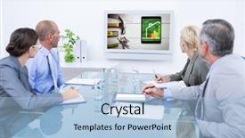  Presentation with time - Theme featuring time clock against energy efficient background and a light blue colored foreground