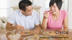  Presentation with chinese food - Cool new presentation theme with time eat - young couple enjoying chinese food backdrop and a  colored foreground