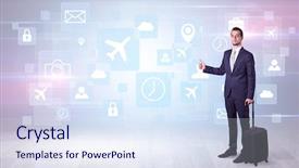  Presentation with time travel - Presentation having time entry - businessman departs to a business background and a sky blue colored foreground