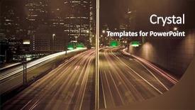  Presentation with buildings - Beautiful presentation design featuring time exposure shot of downtown backdrop and a tawny brown colored foreground