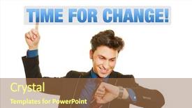  Presentation with business change - Colorful slide set enhanced with time for business change backdrop and a  colored foreground
