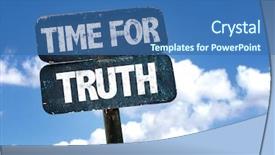  Presentation with truth - Beautiful slides featuring time for truth sign backdrop and a ocean colored foreground
