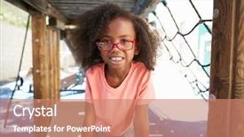  Presentation with black girl - Colorful slide deck enhanced with time frame - young black girl in school backdrop and a coral colored foreground