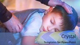  Presentation with child healthcare - Audience pleasing slide set consisting of time health - child sleeping and dreaming backdrop and a light blue colored foreground
