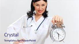  Presentation with portrait of excited overjoyed female - Colorful PPT layouts enhanced with time health - portrait of happy successful young backdrop and a  colored foreground