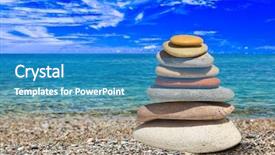  Presentation with chakra stones - PPT theme having time health - stack of stones on beach background and a  colored foreground