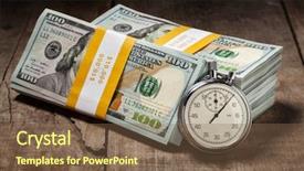  Presentation with time money - Slide deck with time is money loan debt background and a violet colored foreground