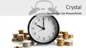  Presentation with alarm - Audience pleasing presentation consisting of time keeping - alarm clock and coins backdrop and a light gray colored foreground
