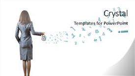  Presentation with alarm - Colorful slide deck enhanced with time keeping - back view of businesswoman holding backdrop and a white colored foreground