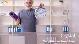  Presentation with old man - Slides having time keeping - white bearded old man employee background and a gray colored foreground