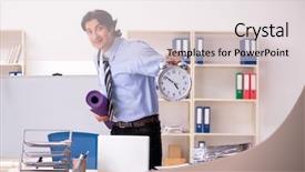  Presentation with employee - Amazing slide deck having time keeping - young handsome male employee doing backdrop and a lemonade colored foreground