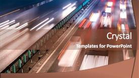  Presentation with busy - Cool new presentation design with time lapse - busy night traffic motion blur backdrop and a tawny brown colored foreground
