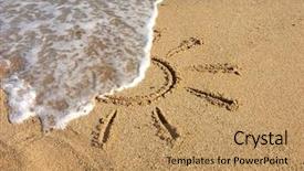  Presentation with sea sun - PPT layouts with time lapse - finger drawn sun on sand background and a coral colored foreground