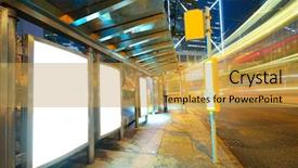  Presentation with traffic - Beautiful presentation theme featuring time lapse - traffic city and blank billboard backdrop and a yellow colored foreground