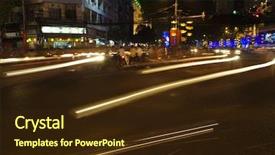  Presentation with traffic light - Presentation theme enhanced with time lapse - traffic light trails in city background and a wine colored foreground