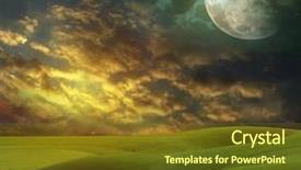  Presentation with summer wheat field blue - Cool new presentation theme with time lapse - young wheat field at night backdrop and a tawny brown colored foreground