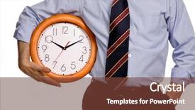 Presentation with limit - PPT theme having time limit - business man with a clock background and a tawny brown colored foreground