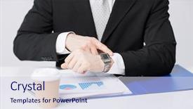  Presentation with apple watch s4 - Presentation theme with time limit - picture of businessman with graphs background and a lemonade colored foreground